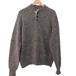 Vintage Campus Mens Ragg Wool Sweater Made in USA Gray 3 Button Size XL